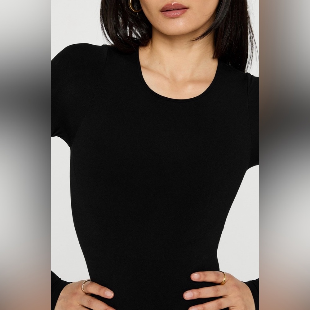 Fabletics Nearly Naked Shapewear Long Sleeve Bodysuit | M-L | Black | New - Picture 4 of 13